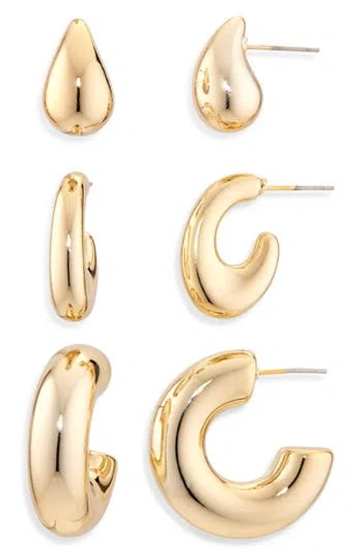 Cara Set Of 3 Puffy Hoop Earrings