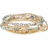 Cara Set Of 5 Beaded Stretch Bracelets In Gold