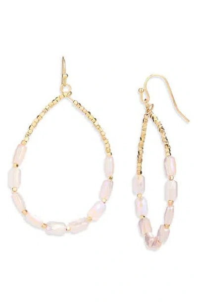 Cara Slim Beaded Drop Earrings In Gold