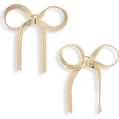 Cara Slinky Bow Drop Earrings In Gold