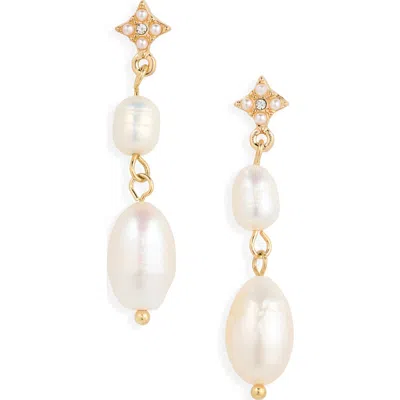 Cara Star Freshwater Pearl Linear Drop Earrings In Gold