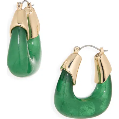 Cara Statement Basket Hoop Earrings In Green