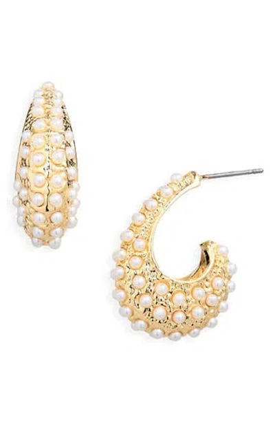 Cara Swirl Faux Pearl Earrings In Gold