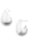 Cara Teardrop Hoop Earrings In Silver