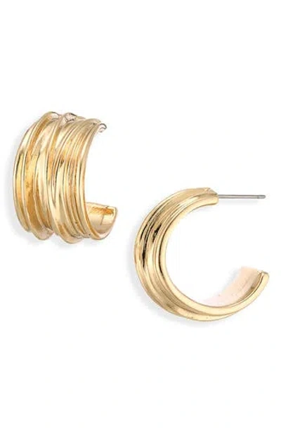 Cara Textured Hoop Earrings In Gray