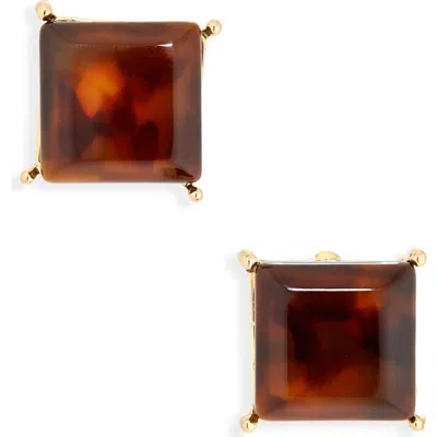 Cara Tortoise Square Stud Earrings