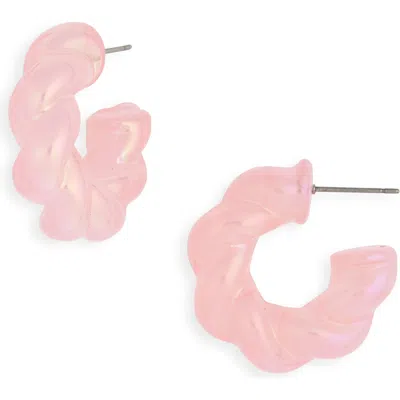 Cara Twisted Huggie Hoop Earrings In Pink