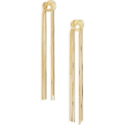 Cara Twisted Knot Tassle Drop Earrings In Gold