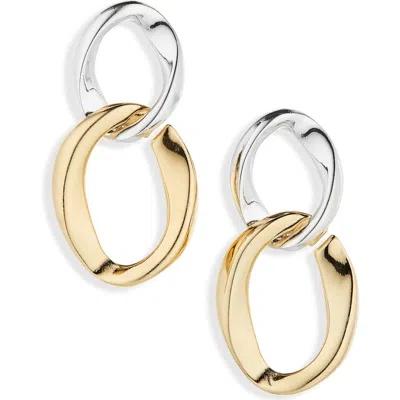 Cara Two-tone Double Loop Drop Earrings In Multi