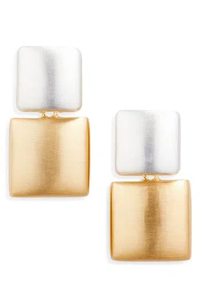 Cara Two-tone Geometric Drop Earrings In Gold