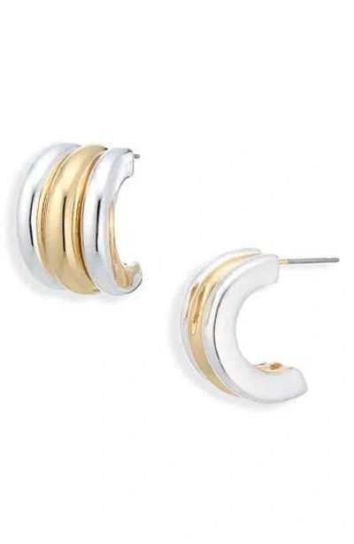 Cara Two-tone Huggie Hoop Earrings In Gold