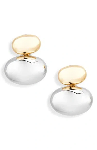 Cara Two-tone Pebble Drop Earrings In Gold