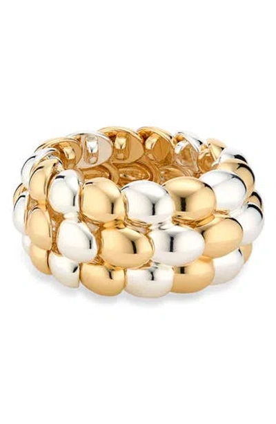 Cara Two-tone Statement Stretch Bracelet In Gold