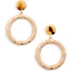 Cara Wrapped Frontal Hoop Drop Earrings In Tan