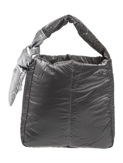 Pre-owned Caraa Nylon Top Handle Bag In Metallic/silver