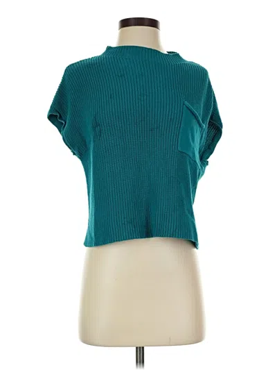 Pre-owned Caracilia Short Sleeve Top Teal Cowl Neck Tops