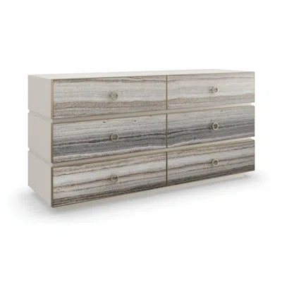 Caracole 6 Drawer 64" W Double Dresser In White;gray