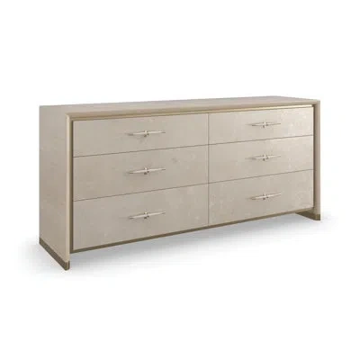 Caracole 6 Drawer 70" W Double Dresser In Dry Martini;winter Frost;brushed Gold