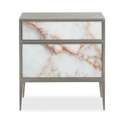 Caracole A Perfect Gem Nightstand In Brushed Nickel Finish