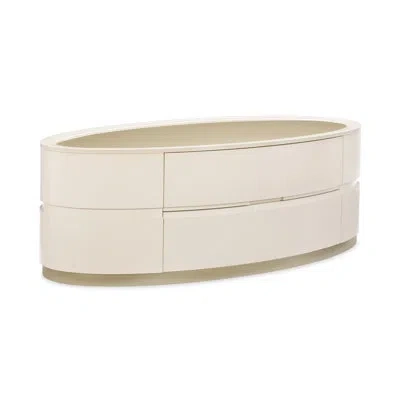 Caracole Adela Drum Coffee Table With Storage In Blush Taupe