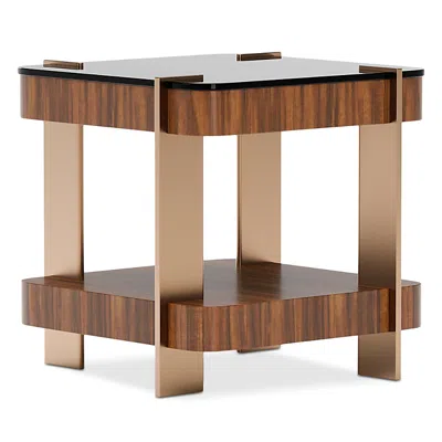 Caracole Altura Glass Top Side Table In Brown