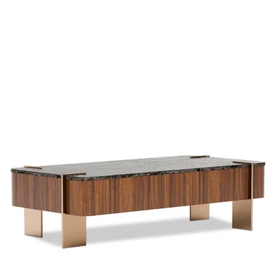 Caracole Altura Rectangle Stone Top Cocktail Table In Brown