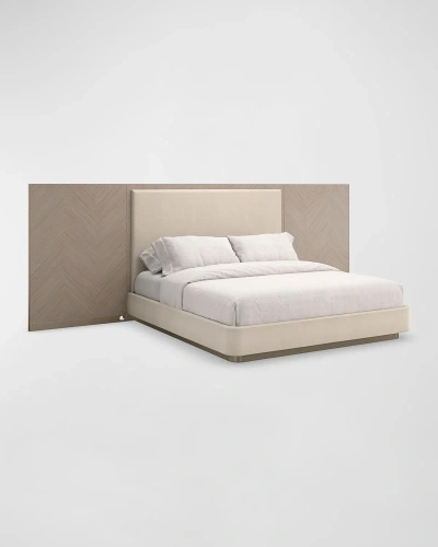 Caracole Anthology King Bed With Wings In Grey, Beige