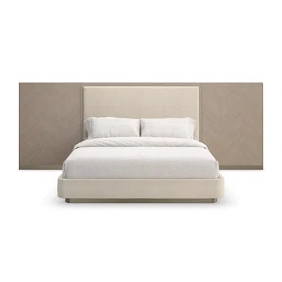 Caracole Anthology Panel Headboard Design Bed In Cloud,brushed Gold,dry Martini