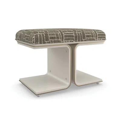Caracole Balance Beam 25" Wide Rectangle Geometric Standard Ottoman In Moss Green