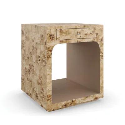 Caracole Burlesque Floor Shelf End Table With Storage In Mappa Burl