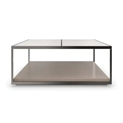 Caracole Cartesian Square Coffee Table In Cream Travertine