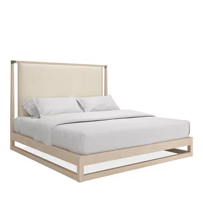 Caracole Classic Pinstripe Upholstered Light Bed, King In Oak