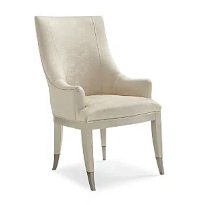 Caracole Classic You're Invited Dining Chair In Ivory Fabric Platinum Finish