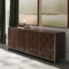 Caracole Diamond In The Rough Console Table In Rich Walnut/antique Brass