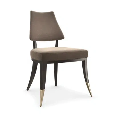 Caracole D'orsay Velvet Side Chair In Smoky Taupe In Brushed Gold;dark Chocolate