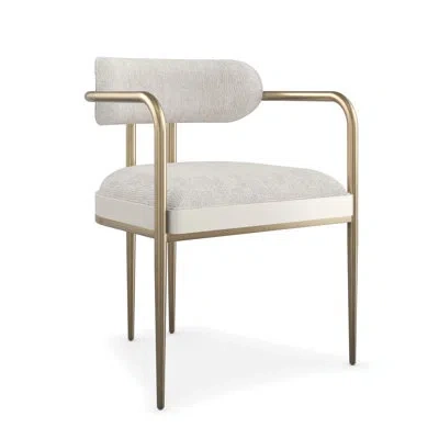 Caracole Emphasis Upholstered Back Arm Chair In Almost White In Lucent Bronze