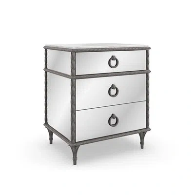 Caracole Fontainebleau Nightstand In Sea Smoke Leaf,carrara White,ivory