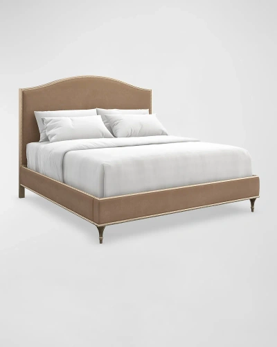 Caracole Fontainebleau Platform King Bed In Beige, Aglow Trim