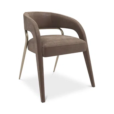 Caracole Gazelle Dining Chair, (mink)/finish Brushed Gold In Brown