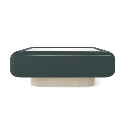 Caracole Gelee Glass Top Single Coffee Table In Green Top,gold Base