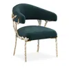 Caracole Glimmer Of Hope Accent Chair In Gold Brush/peacock