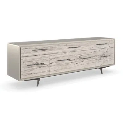 Caracole Highs And Lows 84'' Sideboard In Snowcap,deep Bronze,matte Pearl