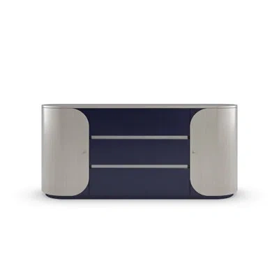 Caracole La Moda 3 Drawer 72" W Solid Wood Combo Dresser In Beige,prussian Blue