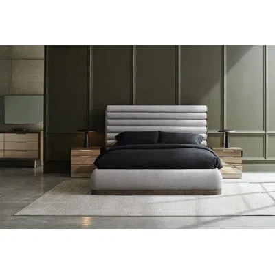 Caracole La Moda Upholstered Panel Bed In Gray