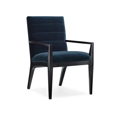 Caracole Modern Edge Upholstered Arm Chair In Dark Blue In Eclipse