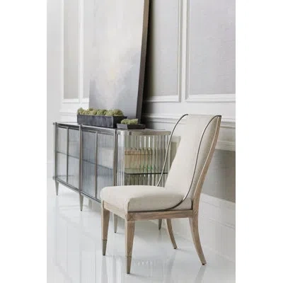 Caracole Open Arms Side Chair Upholstered Dining Chair In Gray