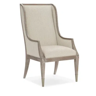 Caracole Open Arms Upholstered Arm Chair In Ash Driftwood;sundance Gold