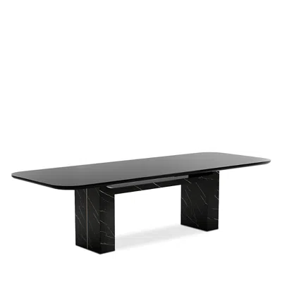 Caracole Overlap Black Marble Rectangle Dining Table In Piano Black/whisper Of Gold/nero Marqu