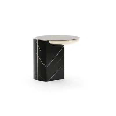 Caracole Overlap Round Side Table Dark In Whisper Of Gold