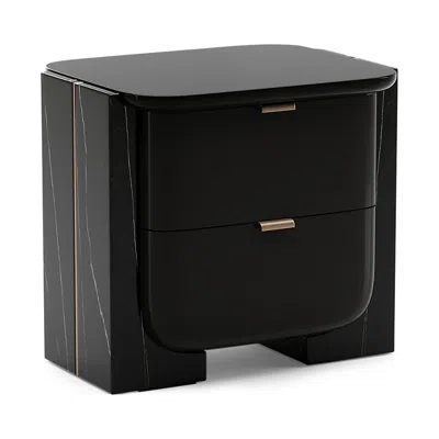 Caracole Overlap Small Nightstand, Dark In Black